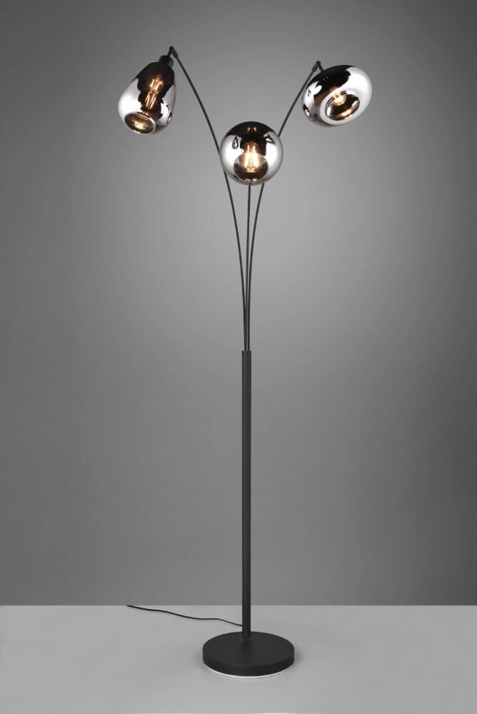 Stehende Stehlampe Lumina schwarze Leuchte mit Chromglas Trio 4017807581201