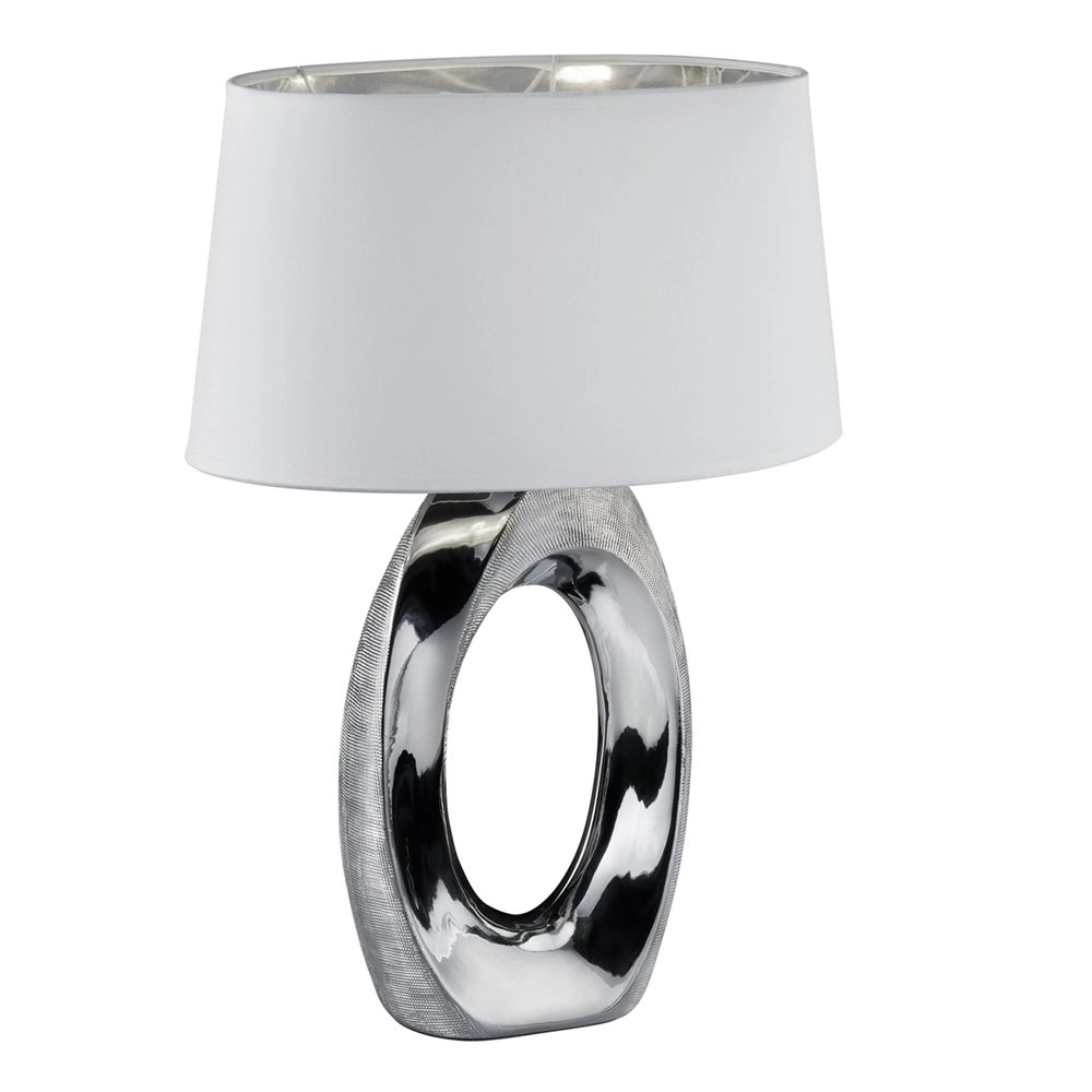 Tischlampe Taba 52 cm Chrom mit Weiß