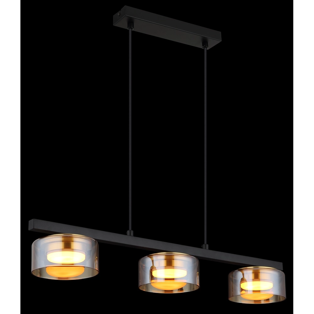 Design-Pendellampe Higgins schwarz mit bernsteinfarbenem Glas Globo 9007371531813
