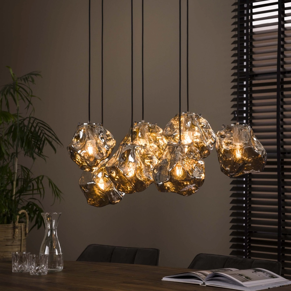 Esstisch-Pendellampe Rock 7-Licht – Silberglas Lyora 8716803511255