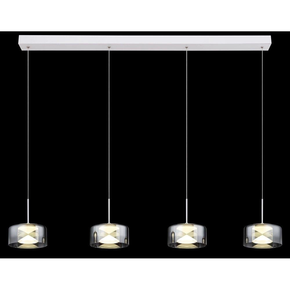 Design-Pendellampe Belinda 4-Licht weiß mit Rauchglas Globo 9007371566372