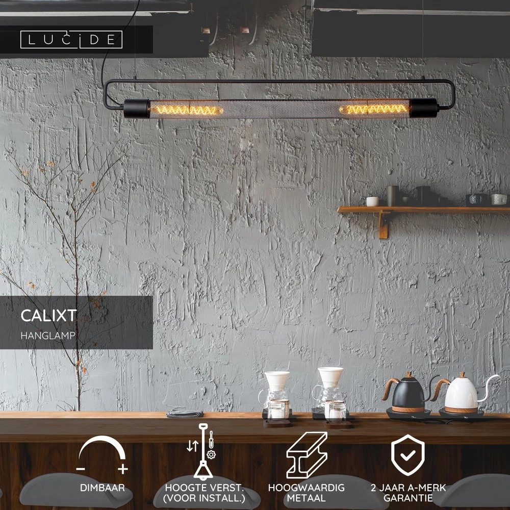 Design-Pendellampe Calixt Schwarz Lucide 5411212051479