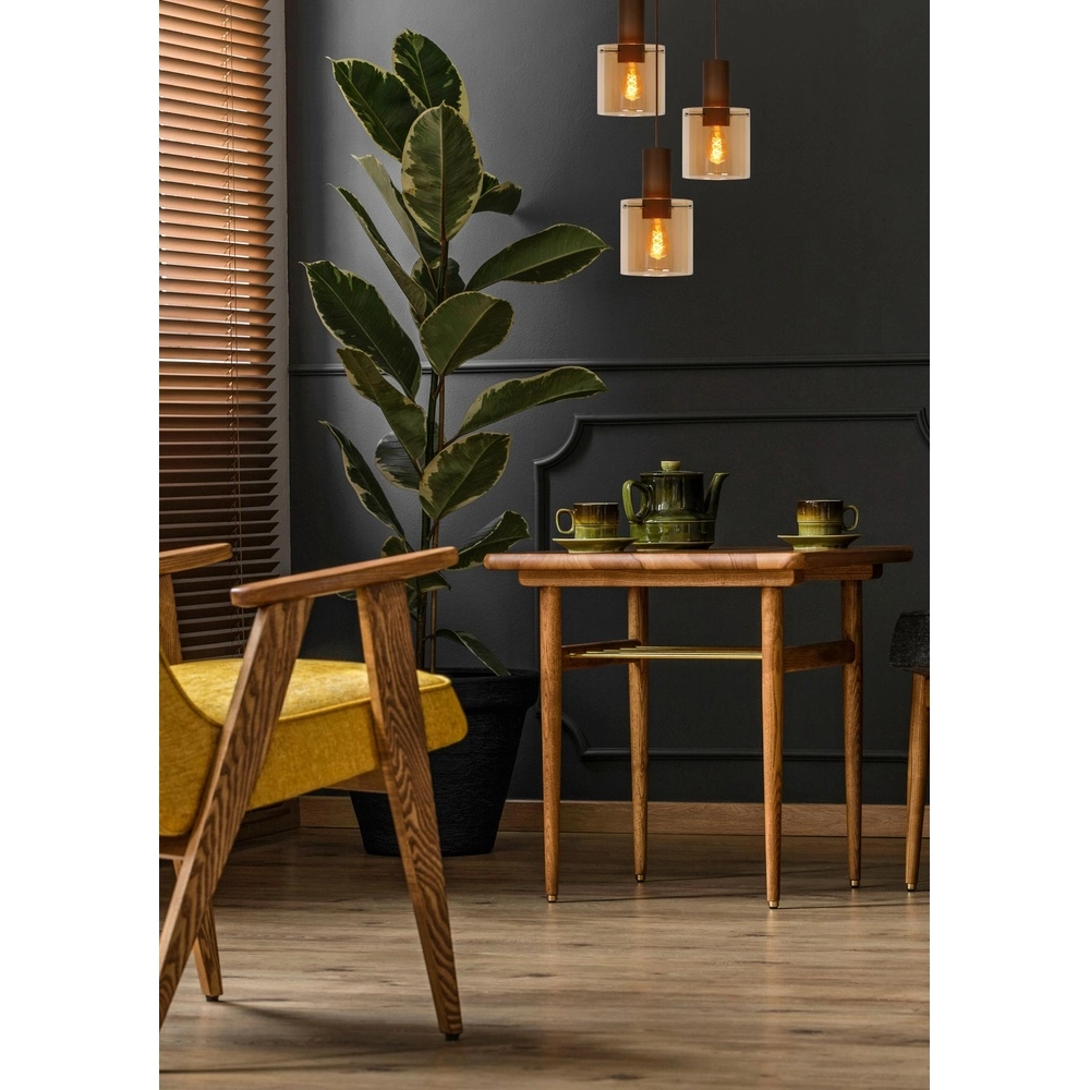 Pendellampe Toledo Bernsteinglas 3-Lampen Lucide 5411212740861