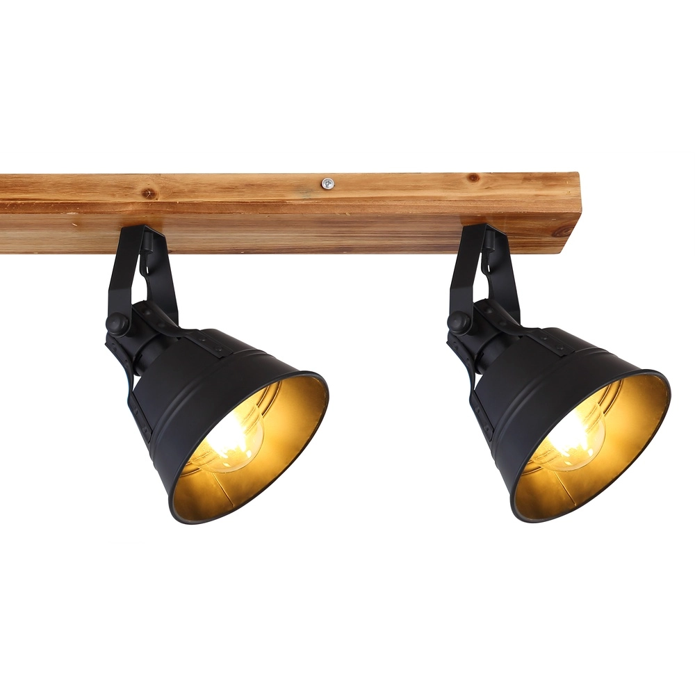 Landdeckenlampe Günther 4-hell schwarz mit Holz Globo 9007371404735