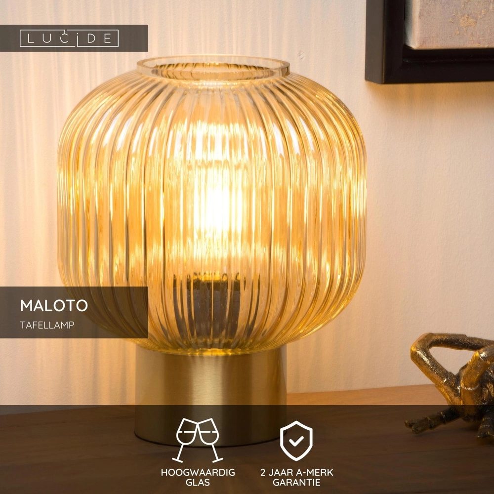 Tischlampe Maloto Ø 20 cm Bernstein Lucide 5411212451255