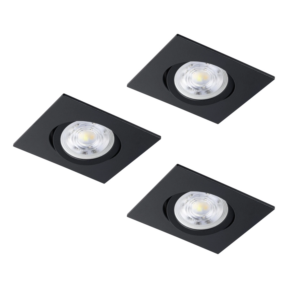 Set mit 3 Einbaustrahlern Saliceto quadratisch schwarz 4,8W Eglo 9008606358847