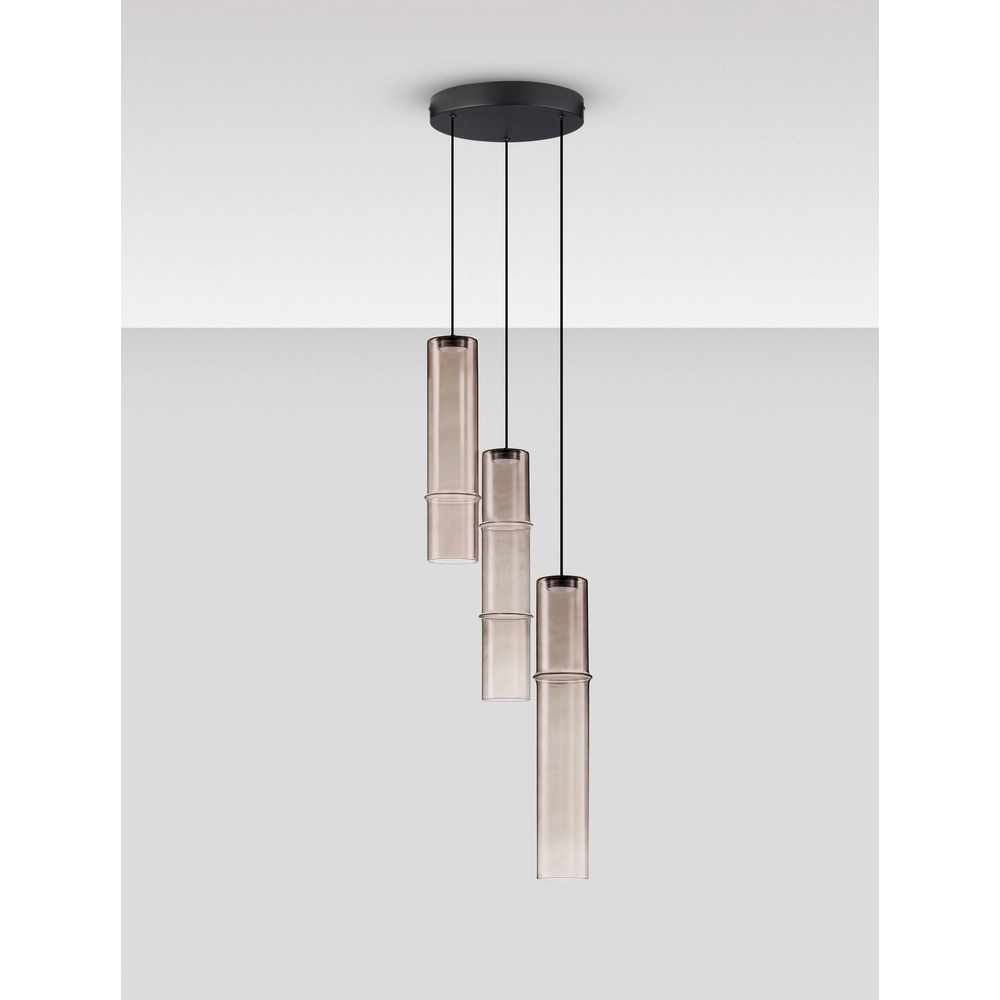 Einzigartige Pendelleuchte Sano 3-flammiges Rauchglas Lyora 5212017474032