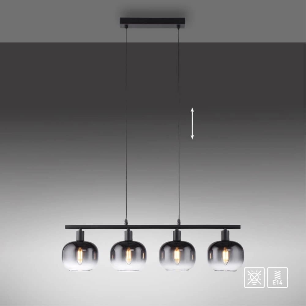 Schwarze Hängelampe Zea 4-Licht Just Light 4043689993757