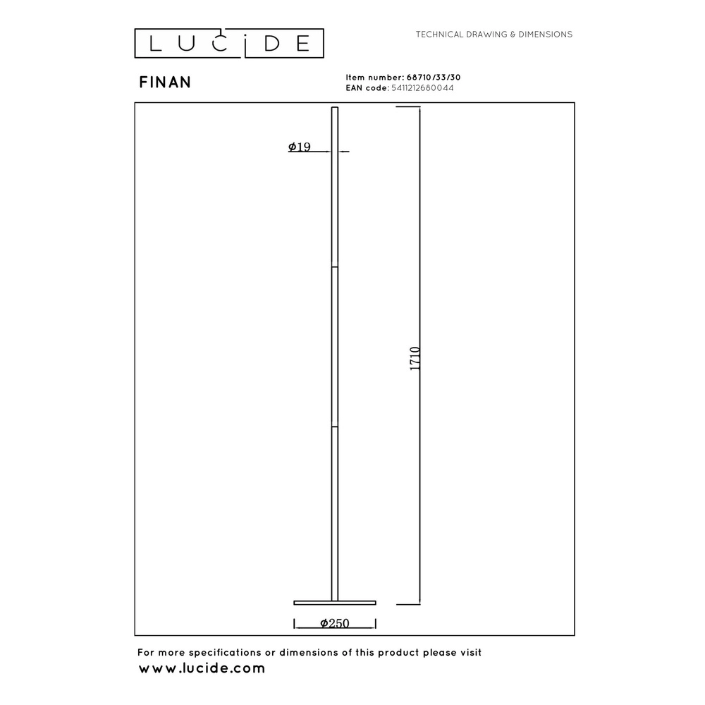 Design-Stehlampe Finan Schwarz Lucide 5411212680044