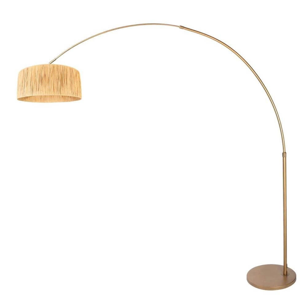 Bogenlampe Sparkled Light Bronze mit strohfarbenem Schirm Steinhauer 8712746179842