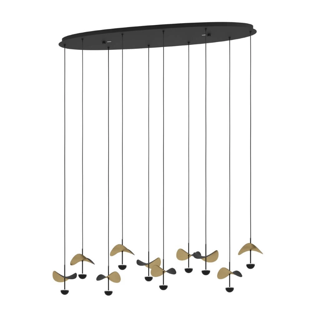 Ovale Hängelampe Dracera schwarz mit gold Stars of Light 9008606270569