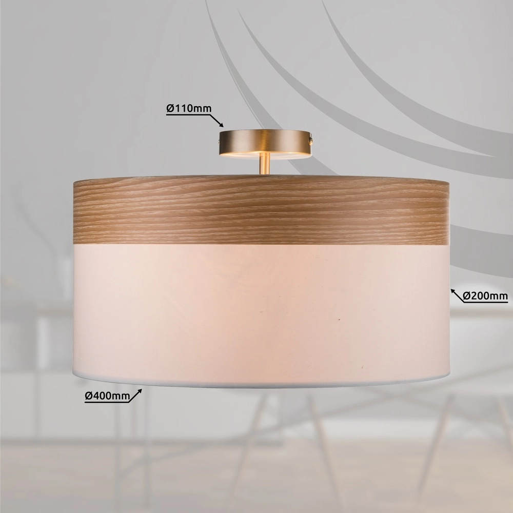 Deckenlampe Chipsy mit Holzoptik Ø 40 cm Globo 9007371334827