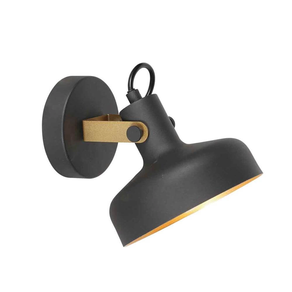 Wandleuchte Prato schwarz mit gold