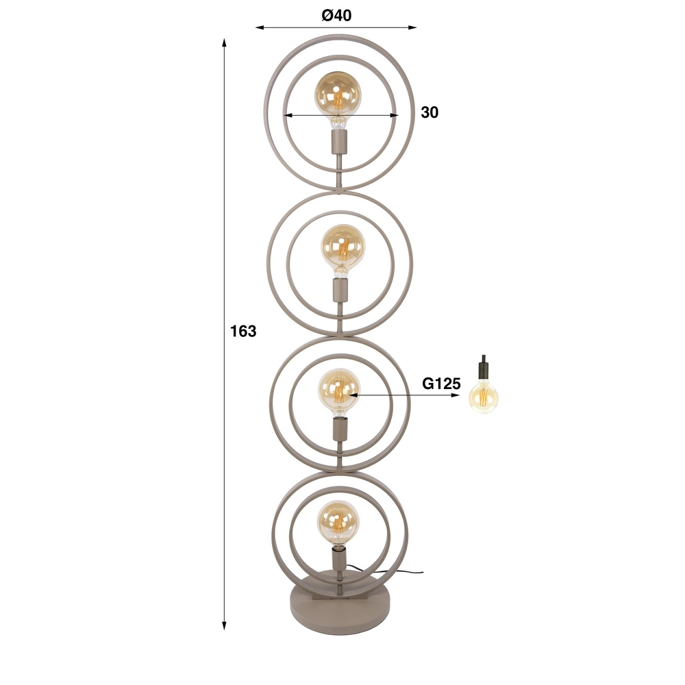 4-Licht Sand-Bodenlampe Turn E27 - Ø 40cm Lyora 8716803513099