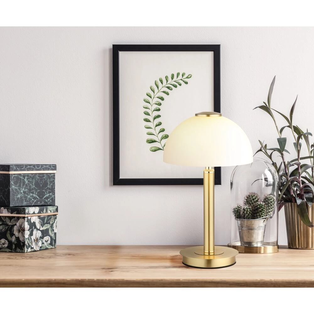 Tischlampe Uldin Gold mit weißem Glas Globo 9007371465729