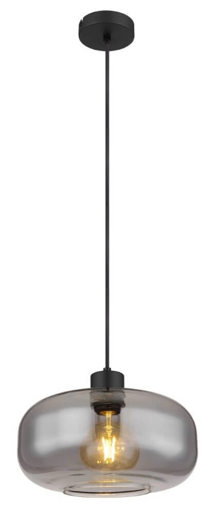 Schwarze Hängelampe Giuseppe Rauchglas