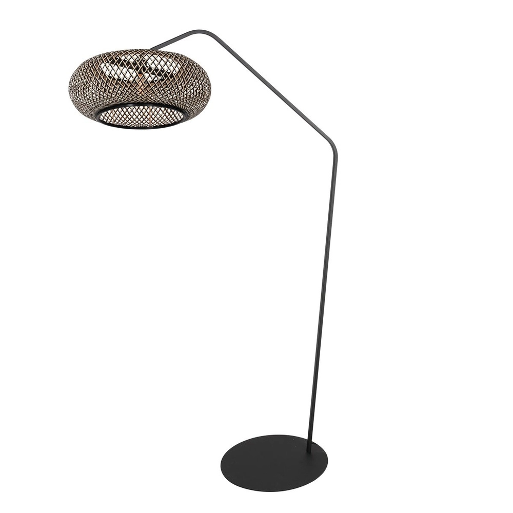 Bogenlampe ZigZag mit schwarzer und Rattankapuze Steinhauer 8712746183047