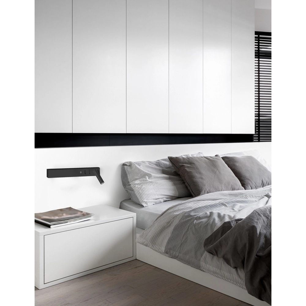Nachttischlampe Vida Rechts Schwarz mit USB Lyora 5212017427854