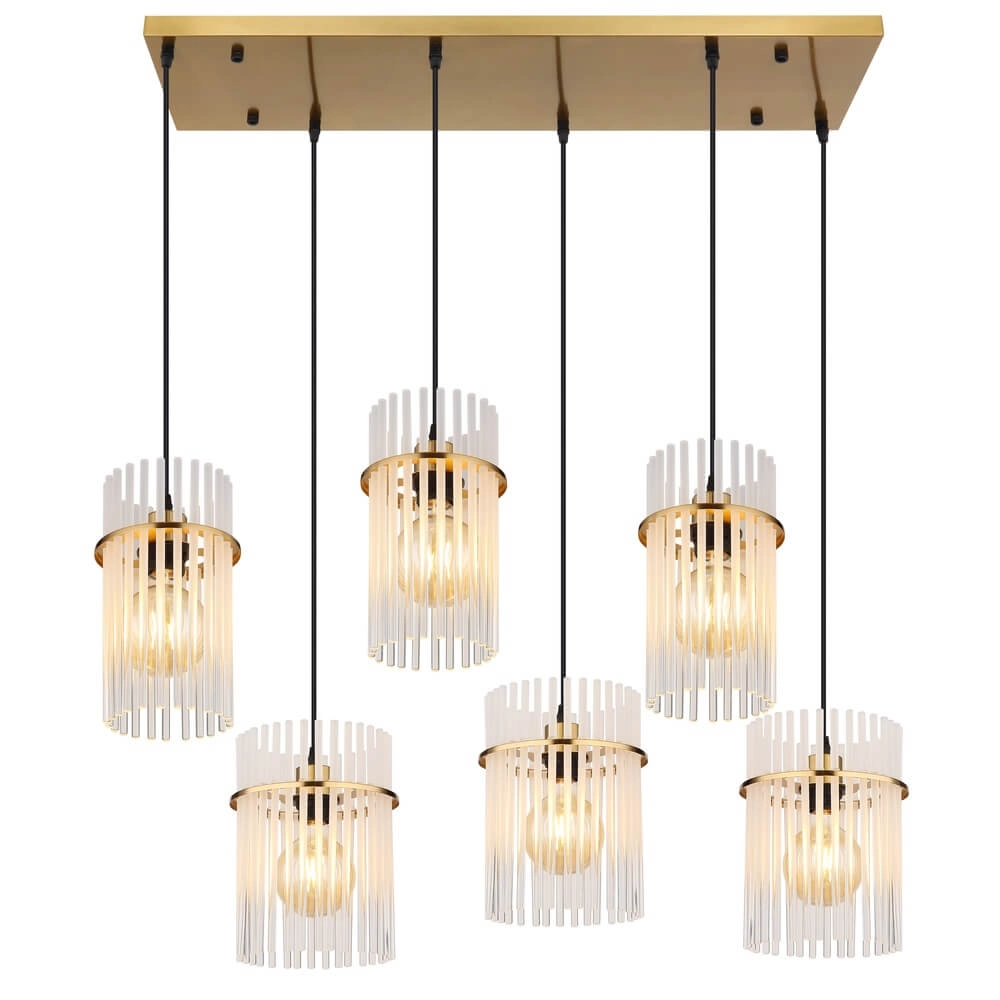 Goldene Pendelleuchte Gorley mit Glas 6-flammig Globo 9007371462957