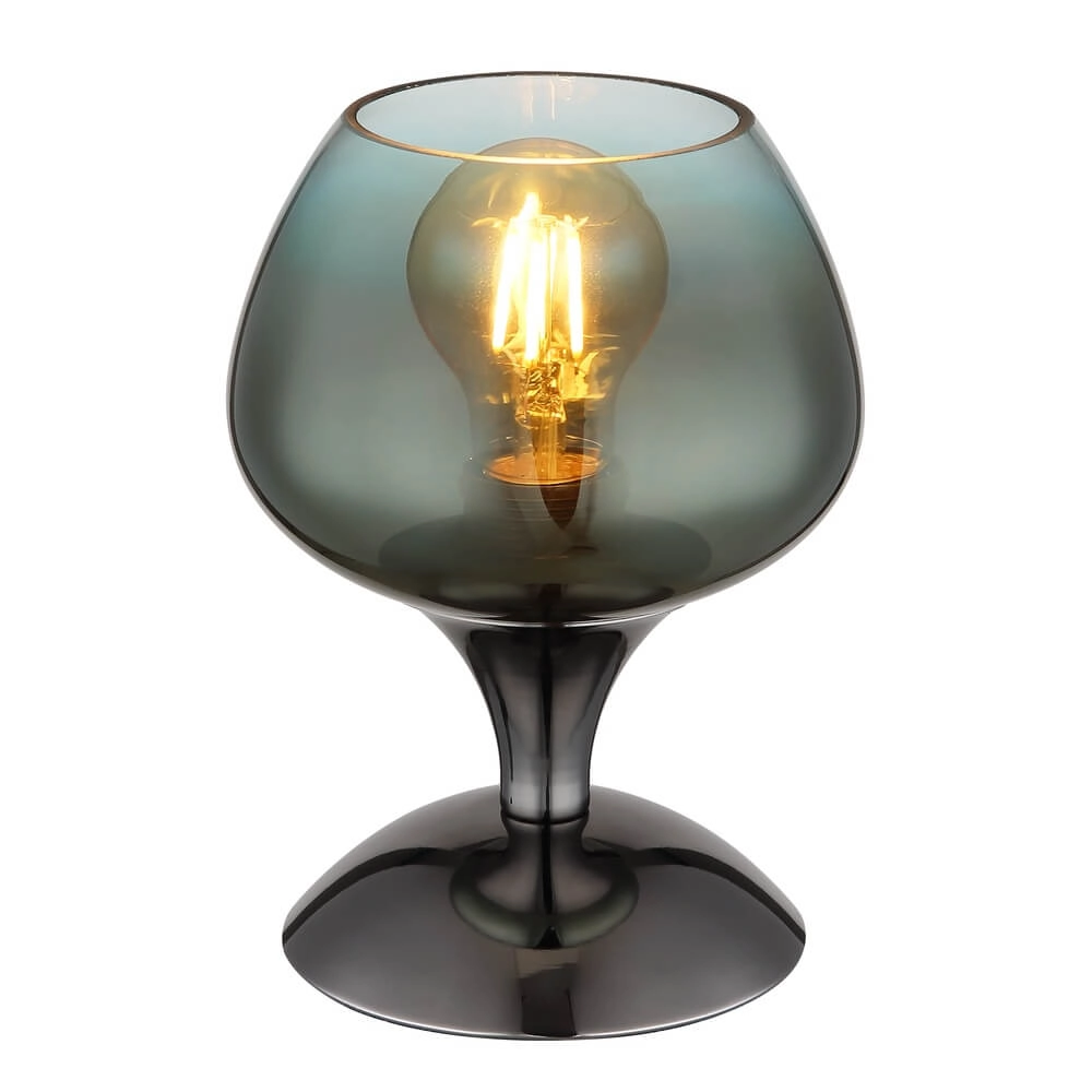 Tischleuchte aus Rotguss Maxy mit grünem Glas Ø 15cm