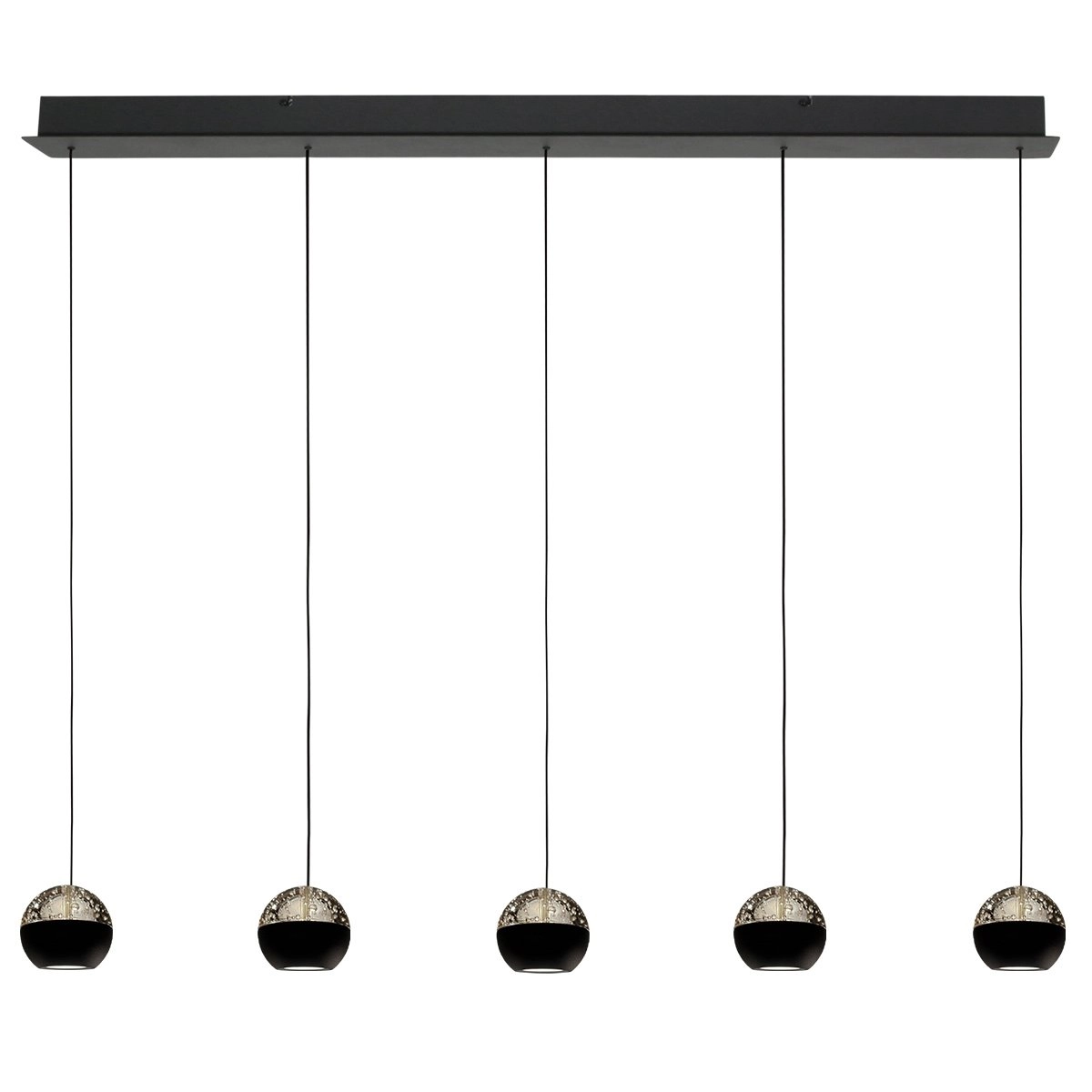 5-Licht Esstisch-Pendellampe Belluno LED – Schwarz mit Glas Steinhauer 8712746183900