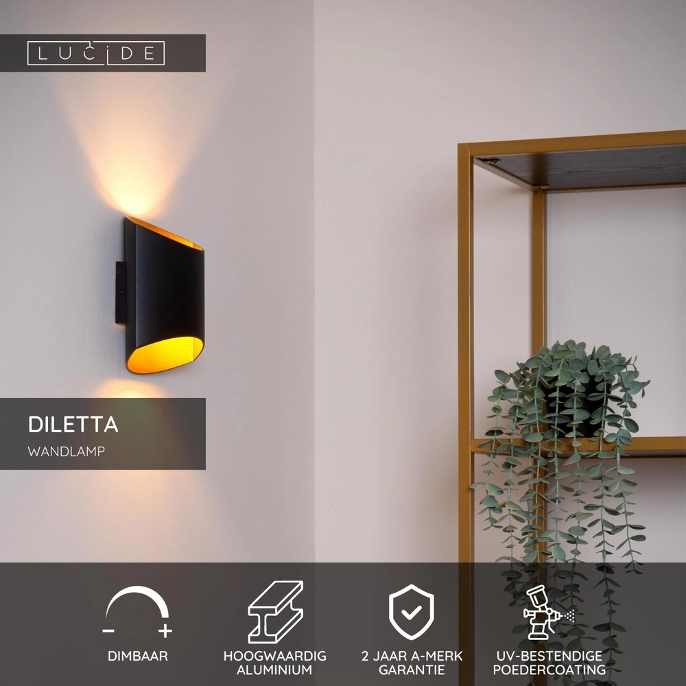 Design-Wandlampe Diletta Schwarz Lucide 5411212093554