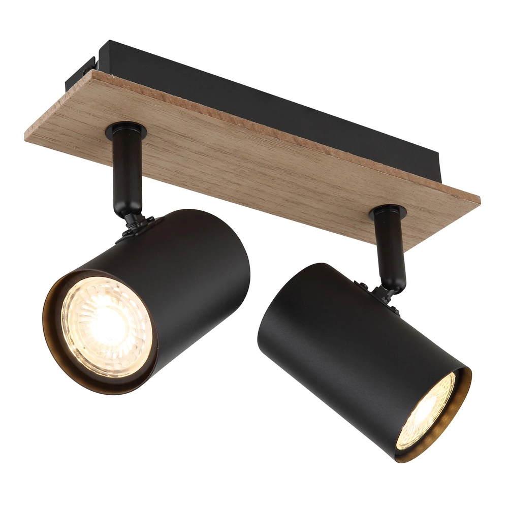 Deckenlampe Linca 2-helliges Schwarz mit Holz