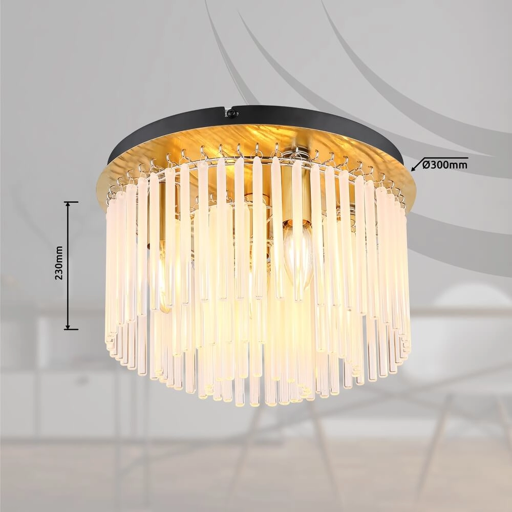 Goldene Deckenleuchte Gorley mit Glas Ø 32cm Globo 9007371455805