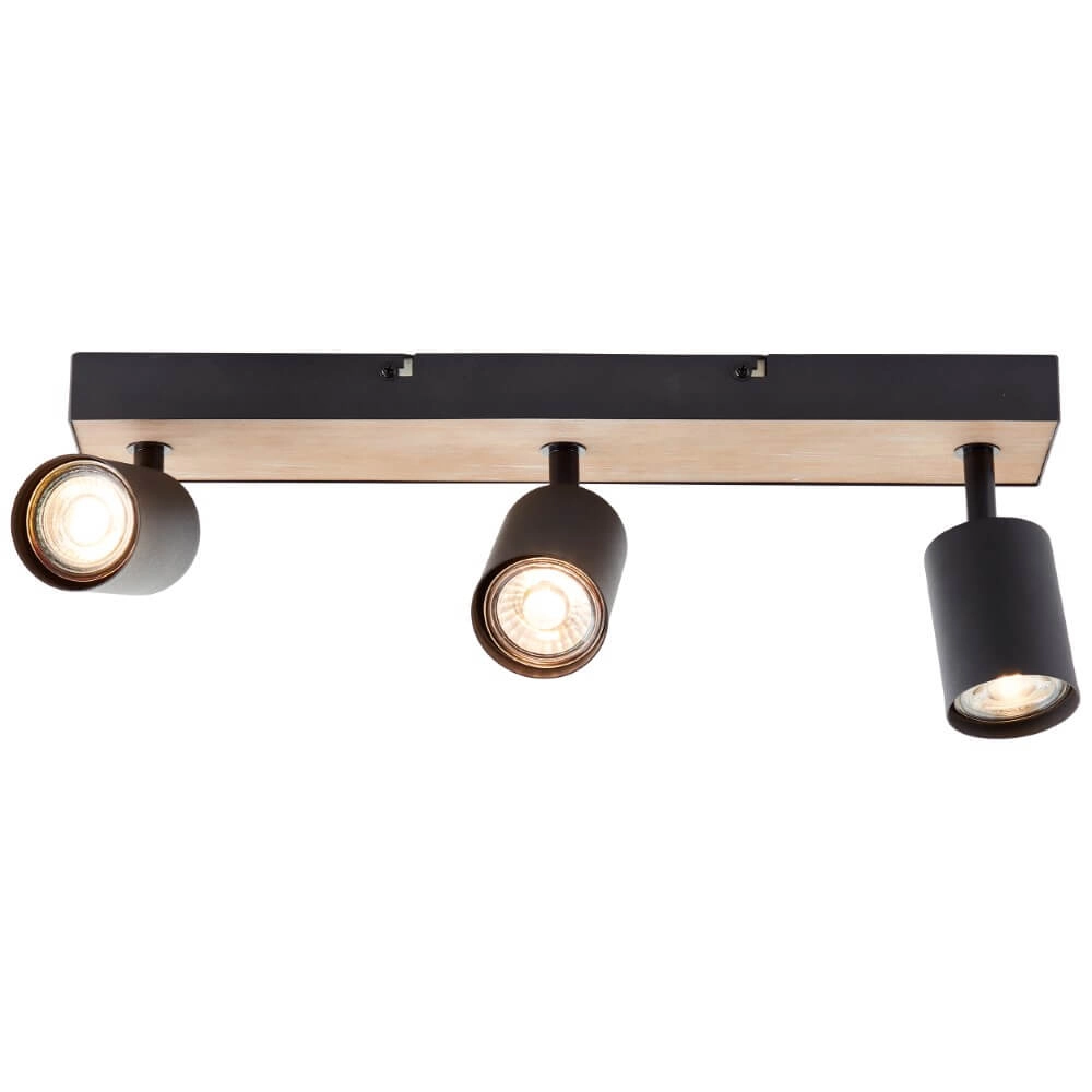 3-flammige Lampe Jello Wood schwarz mit Holz Brilliant 4004353428395