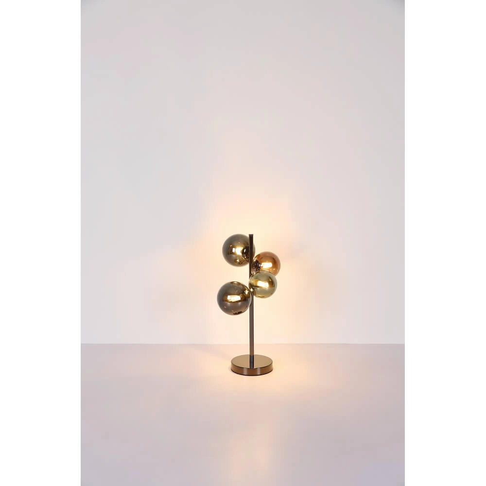 Schwarze Tischleuchte Riha Farbiges Glas 4-flammig Globo 9007371456109