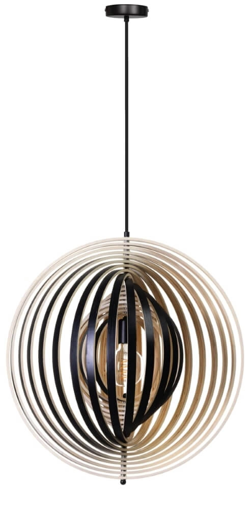 Design-Hängelampe Woody schwarz mit Holz Ø 59cm ETH 8720195307549