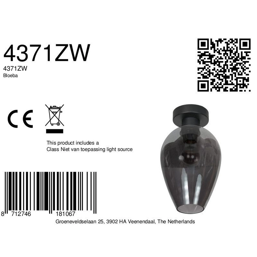 Deckenlampe Bloeba Rauchglas Ø 22,5cm Steinhauer 8712746181067