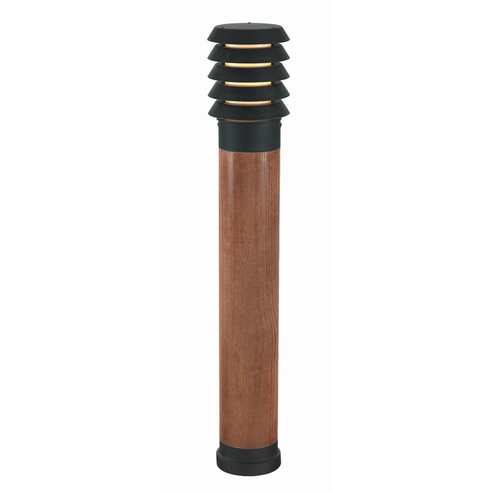 Ländliche Terrassenlampe Selhalm 85cm schwarz mit Holz