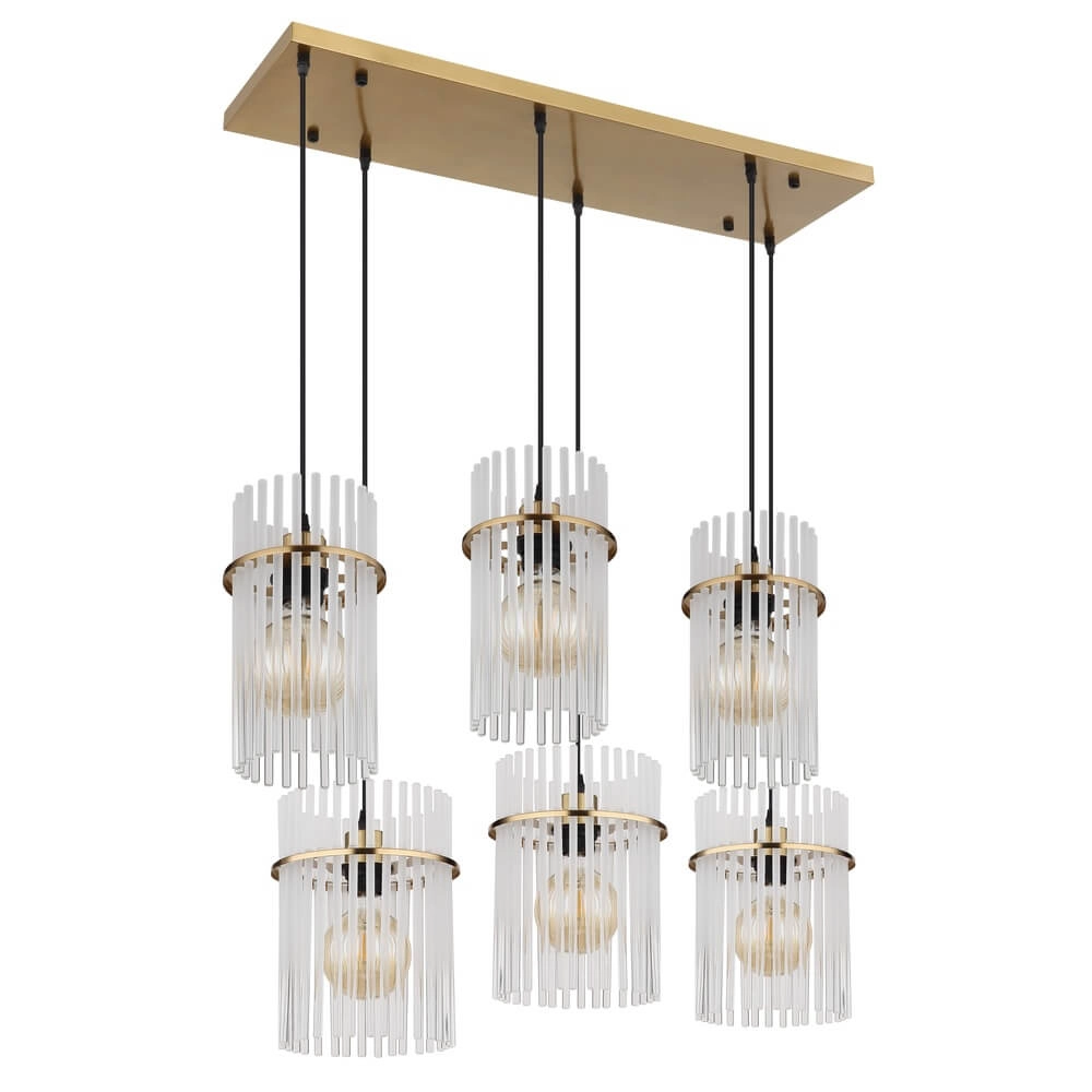 Goldene Pendelleuchte Gorley mit Glas 6-flammig Globo 9007371462957