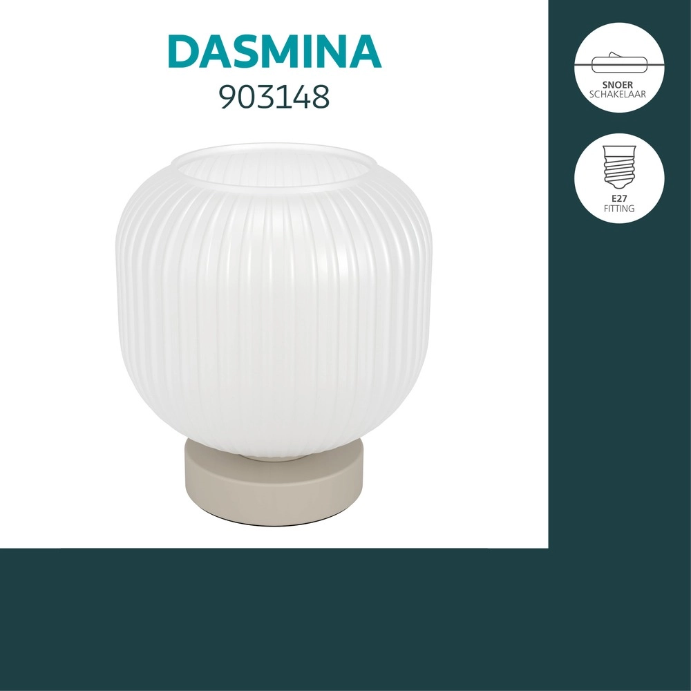 Design-Tischlampe Dasmina Sandbraun mit weißem Ø 20 cm