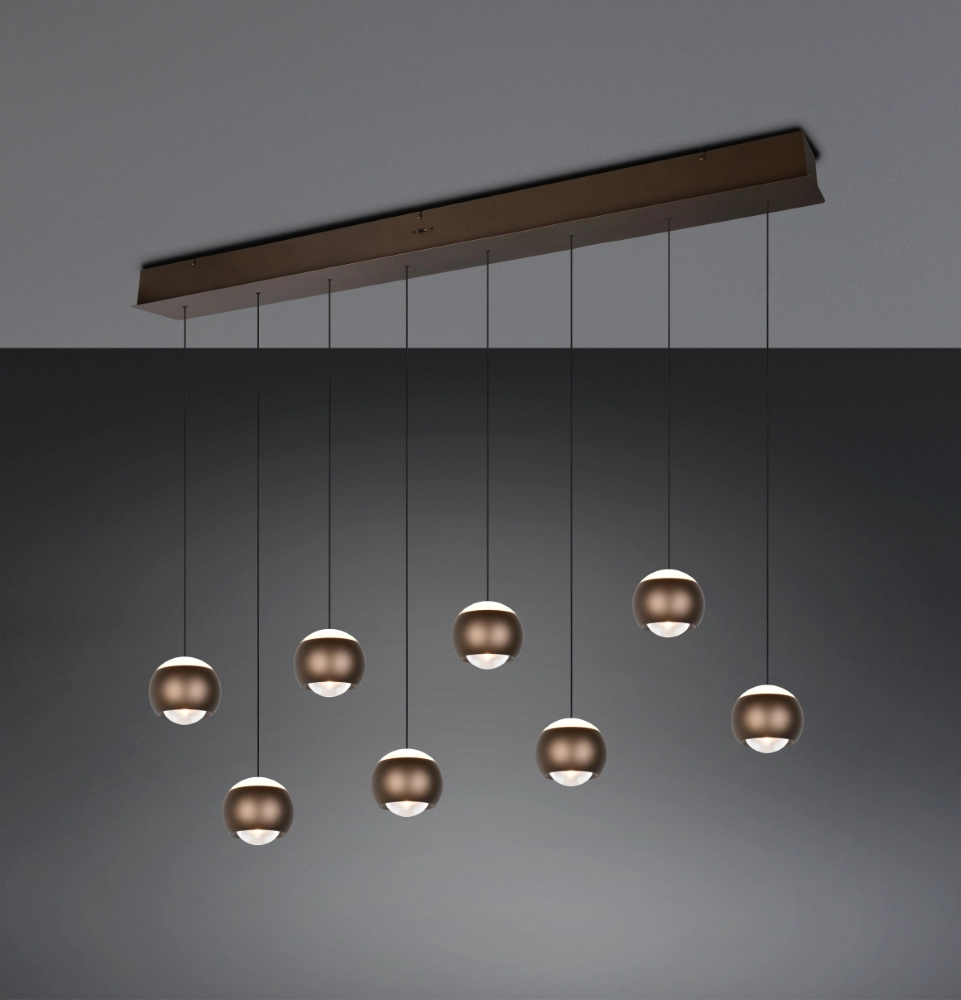 8-Licht LED-Pendellicht Orbit Esstisch – Platinbraun