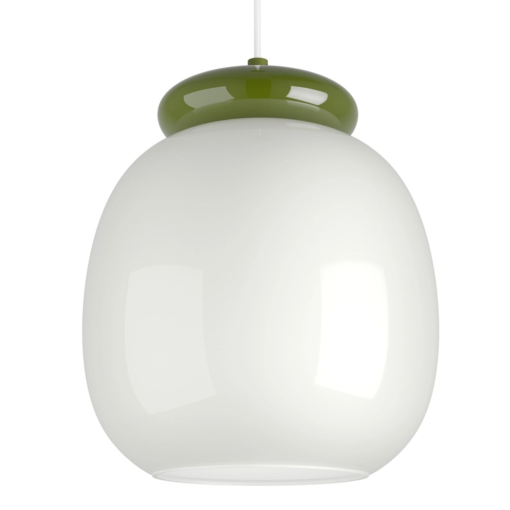 Design-Pendellampe Berardelli weiß mit grünem Ø 23 cm