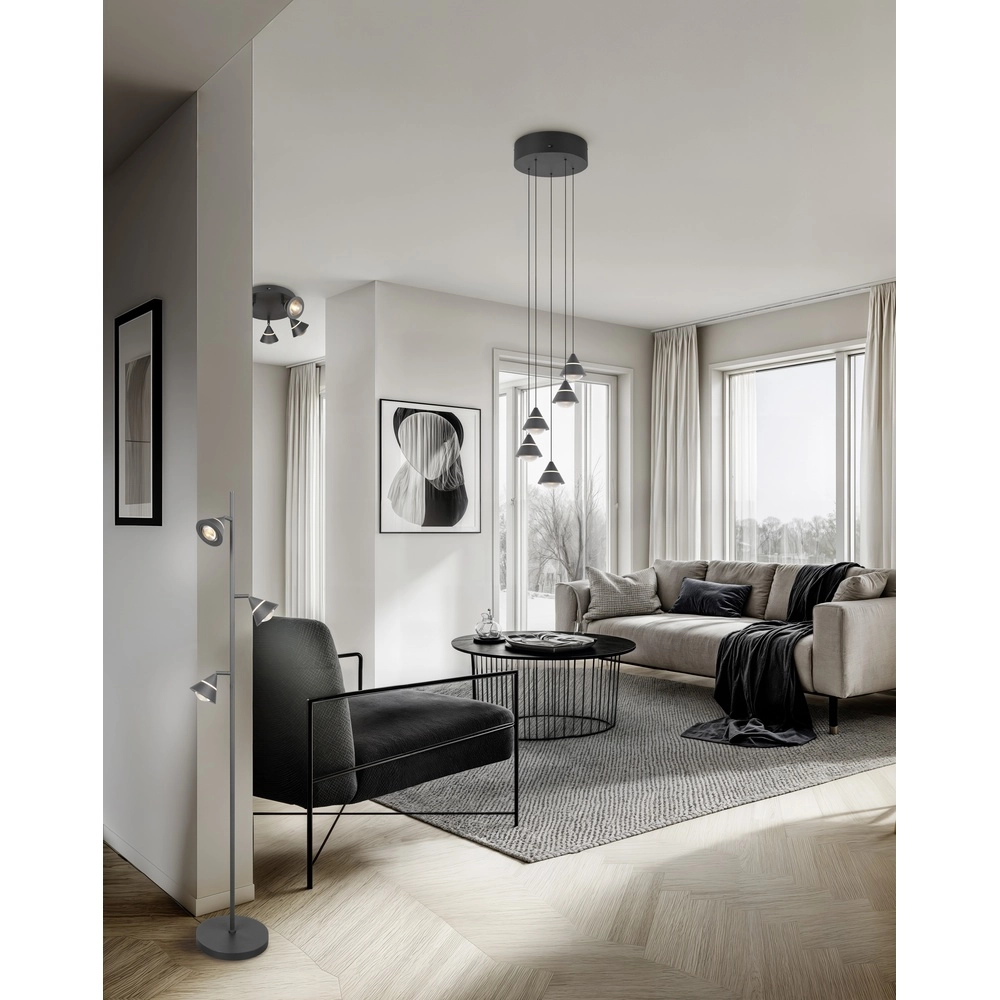 Design-Pendelleuchte Romeo 5-flammig schwarz Trio 4017807667806