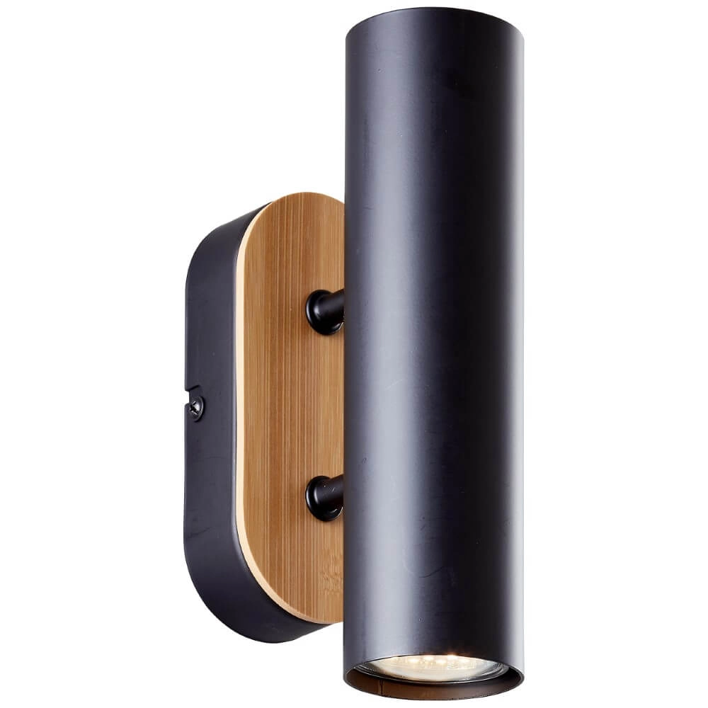 Wandlampe Niels schwarz mit Holz Brilliant 4004353410628