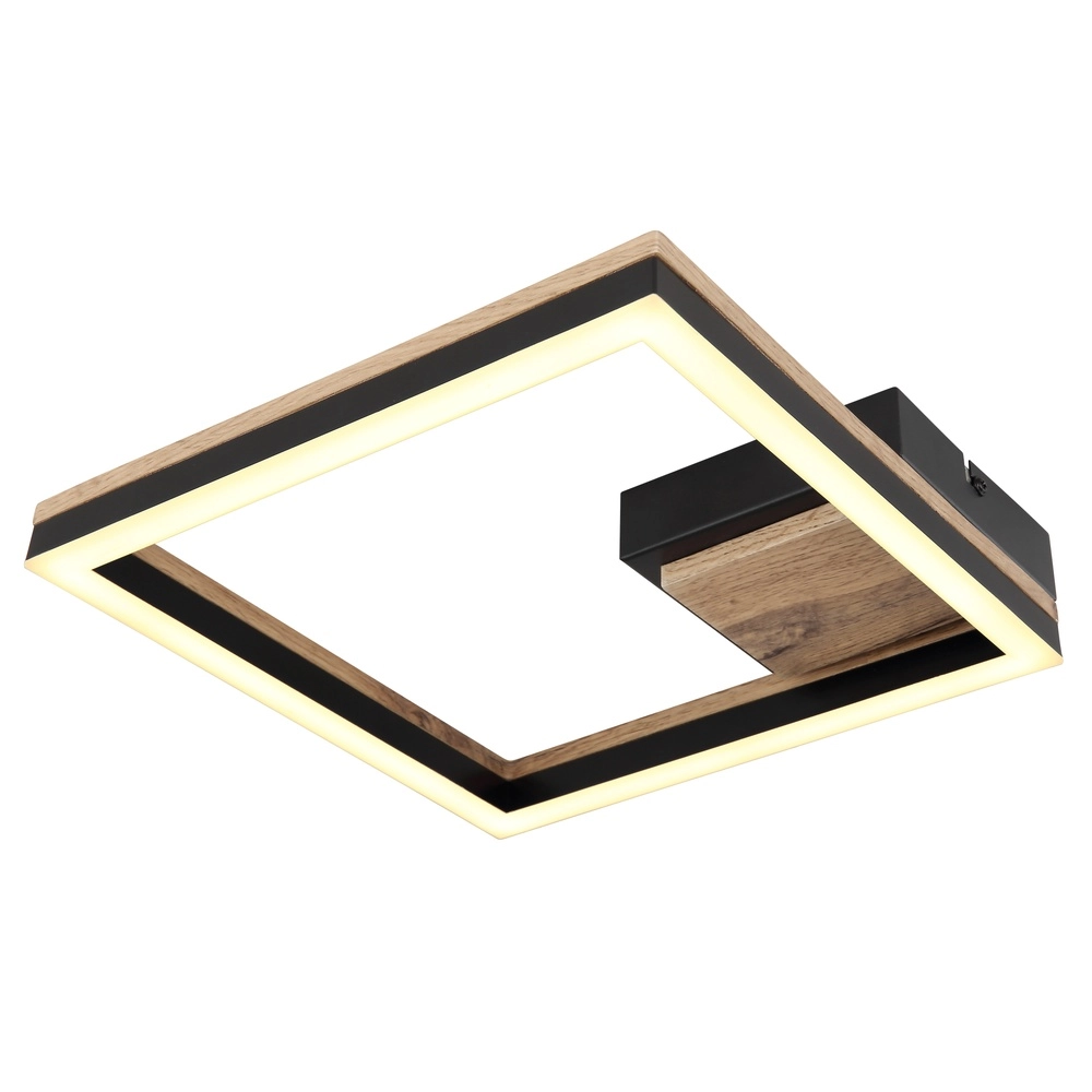 Deckenlampe Beatrix Schwarz quadratisch mit Holz