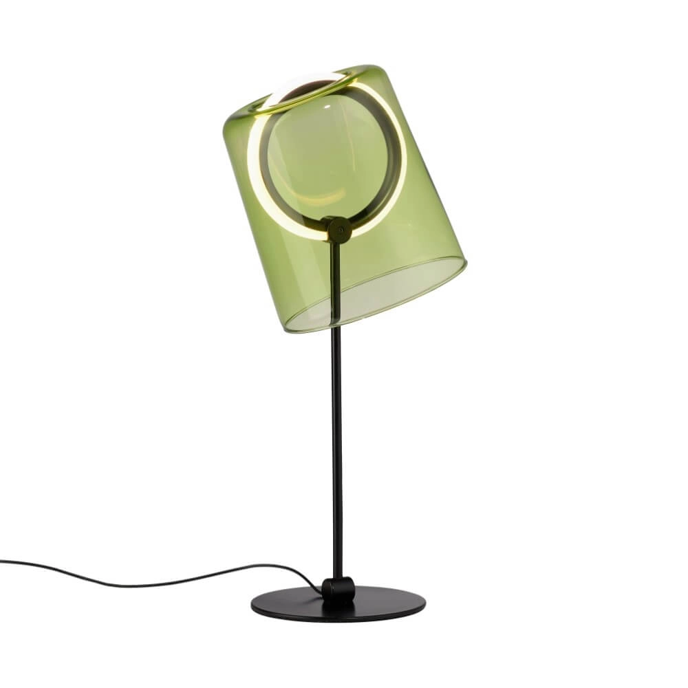 Tischlampe Zula schwarz mit grünem Glas