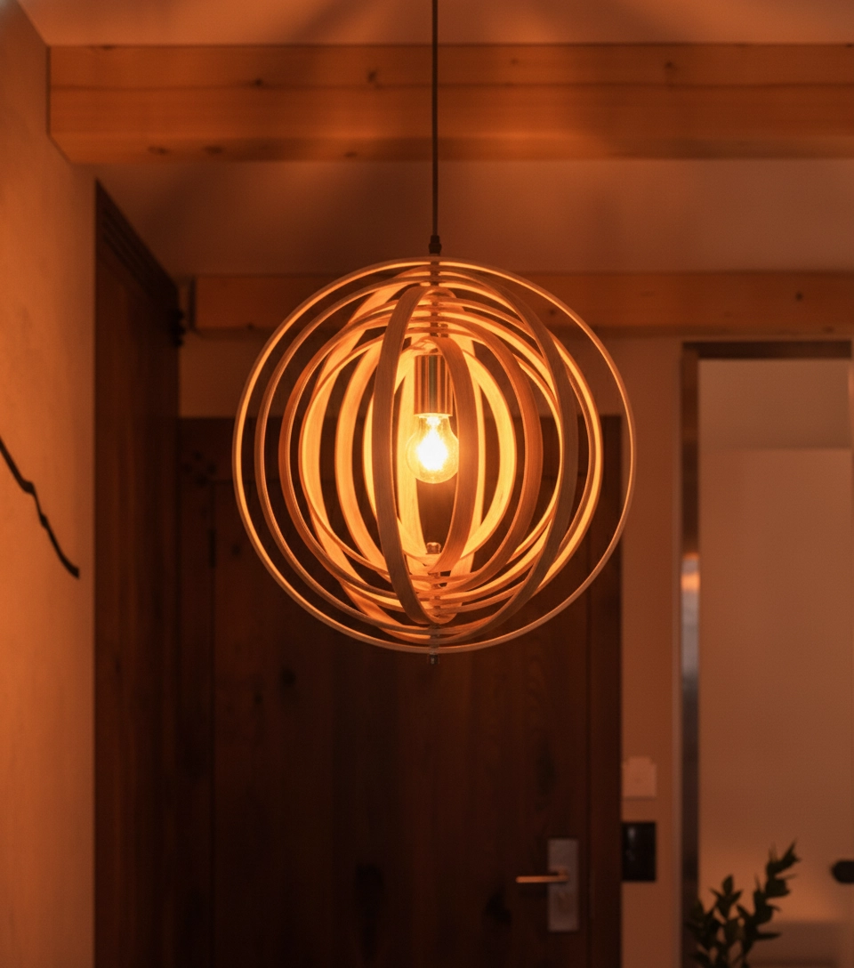 Moderne Pendelleuchte Asco Holz Ø 43cm