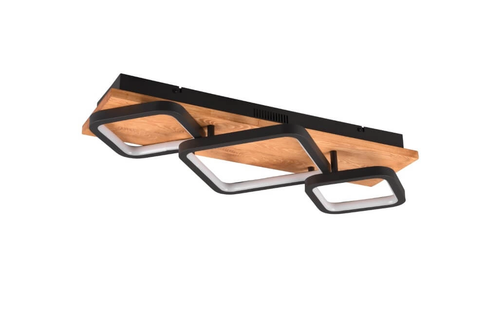 Designer-Deckenleuchte Rama 3800lm - Holz mit Schwarz Trio 4017807577075