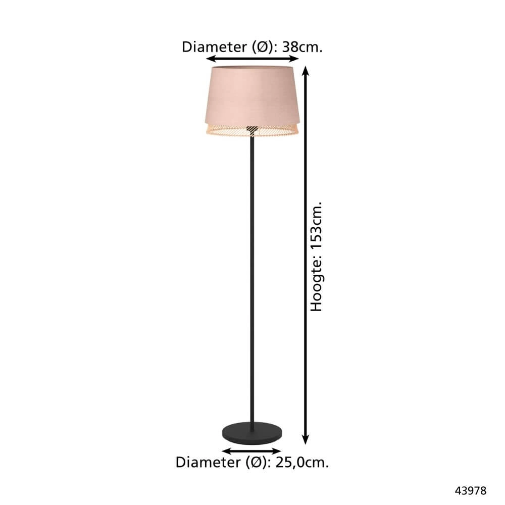Stehlampe Tabley Leinen mit Rattan Eglo 9002759439781