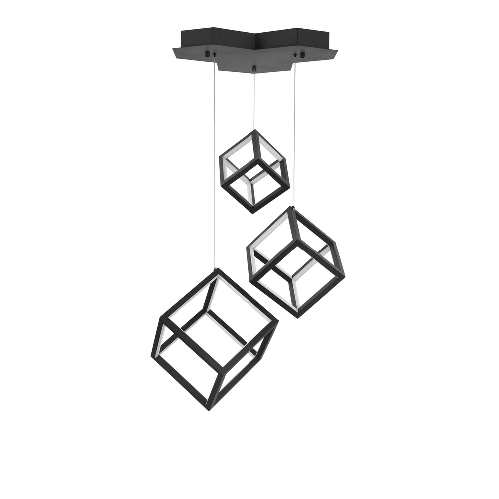 Quadratische Pendelleuchte Gabbia Schwarzes Dreibettzimmer Lyora 5212017423412