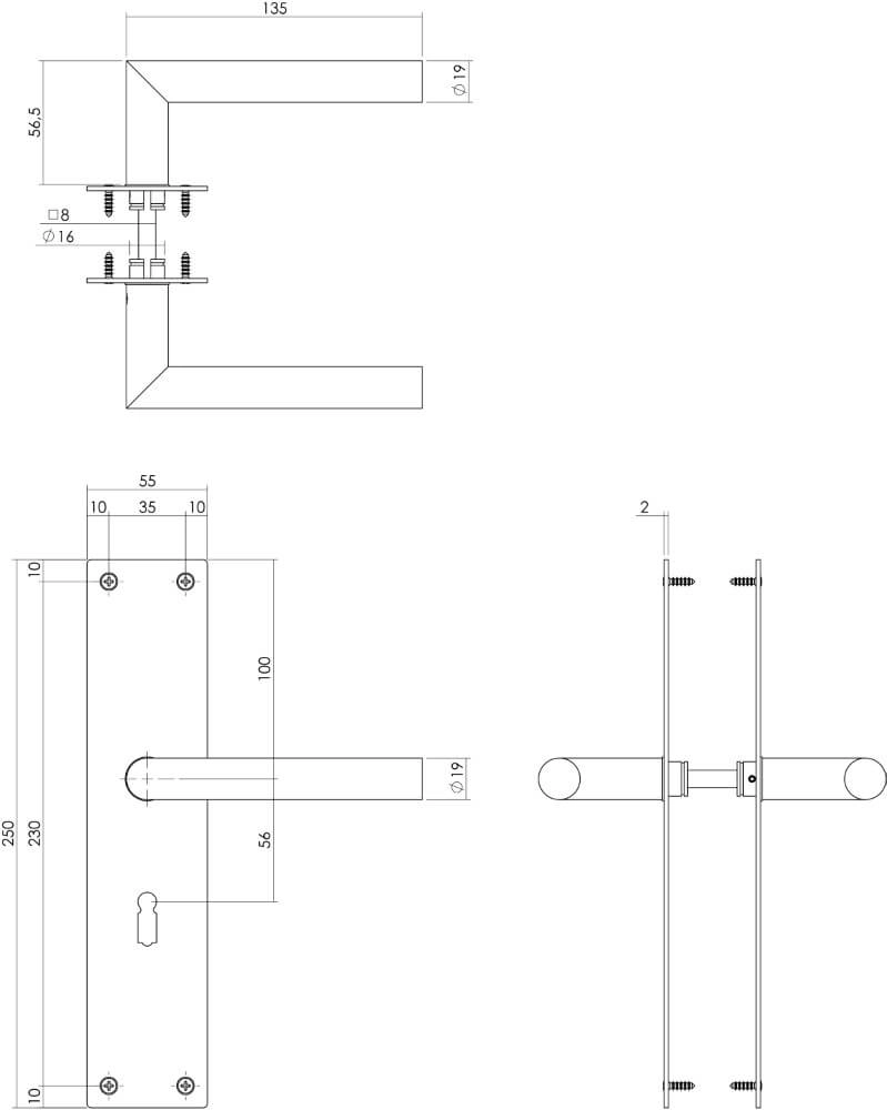 Fester Türgriff Jura Schlüsselloch schwarz Intersteel 8714186489581