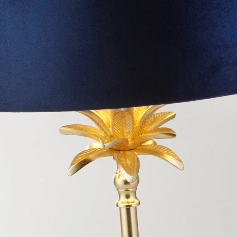 Tischlampe Palm Gold mit Dunkelblau Searchlight 5053423257570