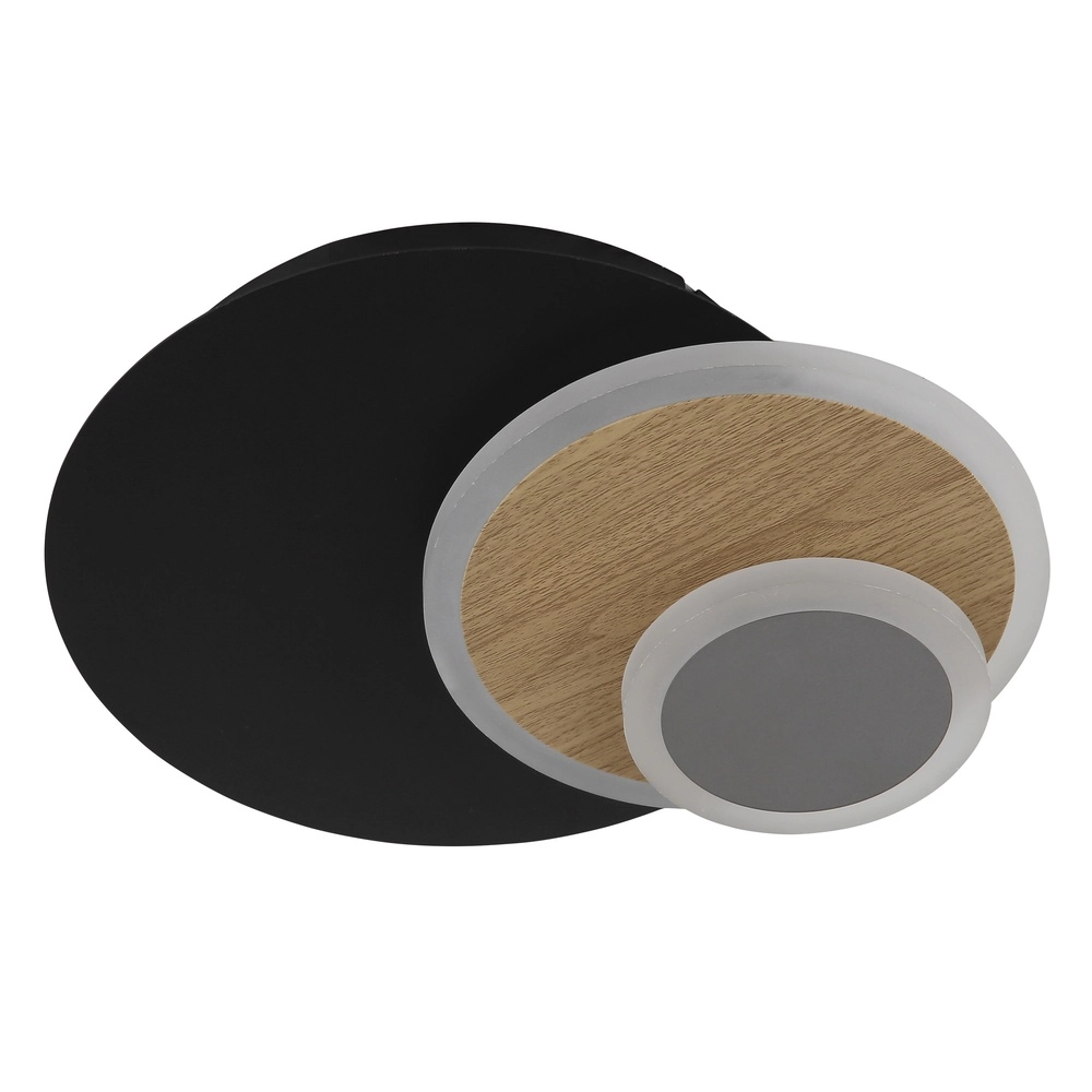 Schwarze Wandlampe Odonell mit Holz Globo 9007371566419
