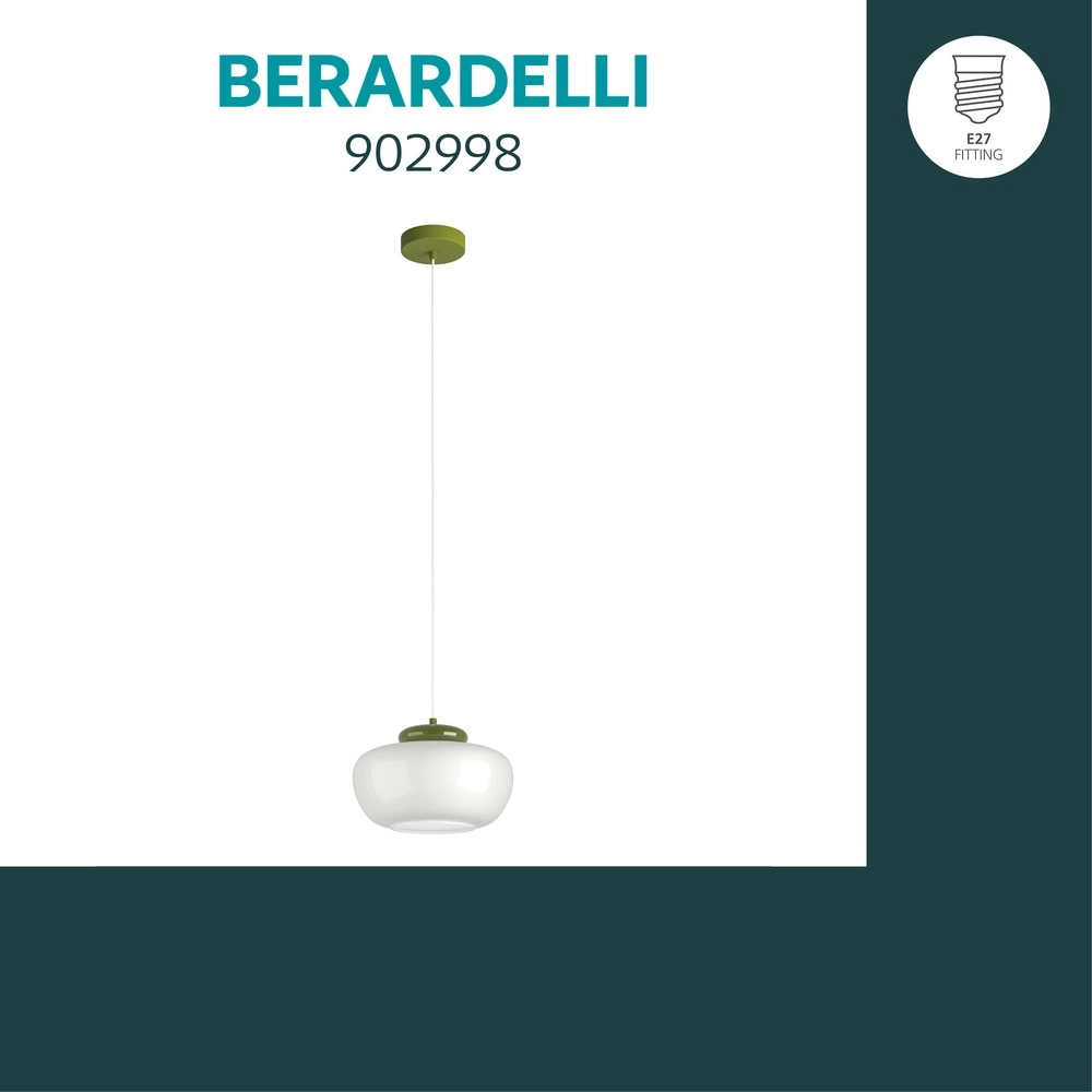 Design-Pendellampe Berardelli weiß mit grünem Ø 30 cm