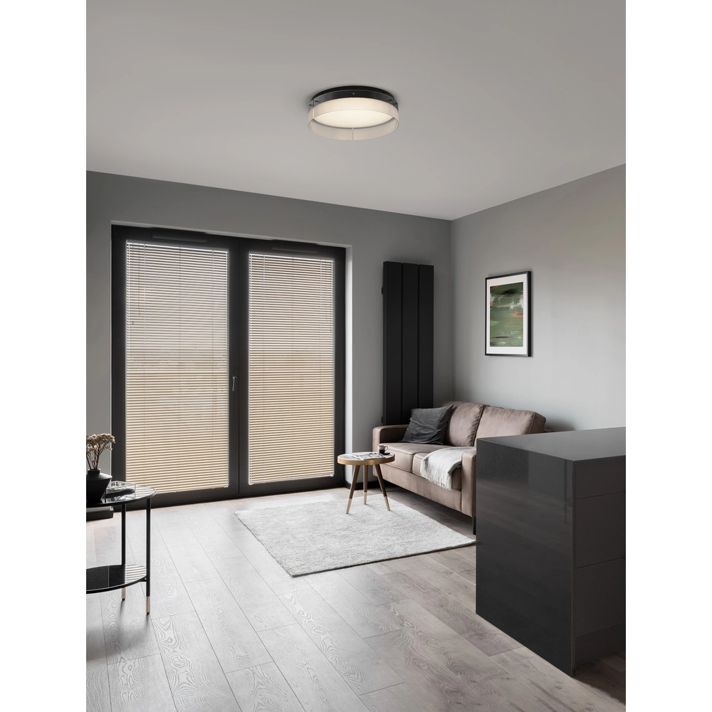 Design-Deckenleuchte Pauline schwarz mit Glas Ø 55cm Lyora 5212017445407
